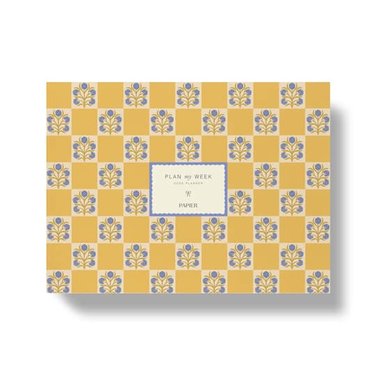 Papier 9.5" x 7" Floral Checkerboard Undated Weekly Desk Planner